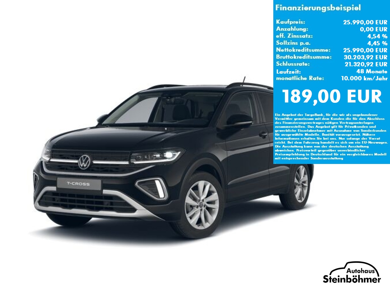 VW T-Cross in gelb, mtl. Leasingrate 186€