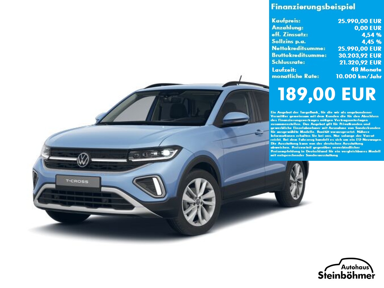 VW T-Cross in gelb, mtl. Leasingrate 186€