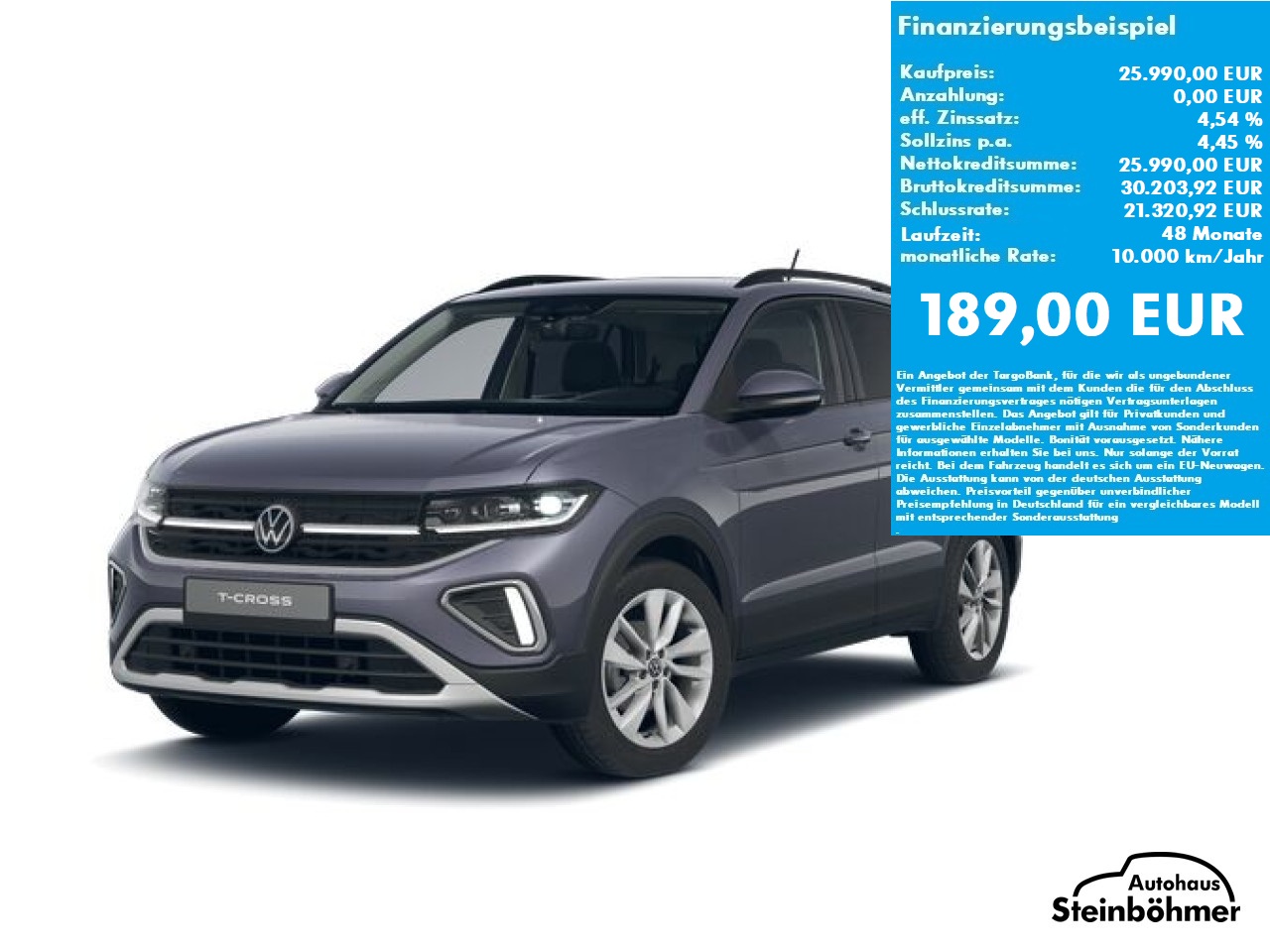 VW T-Cross in gelb, mtl. Leasingrate 186€