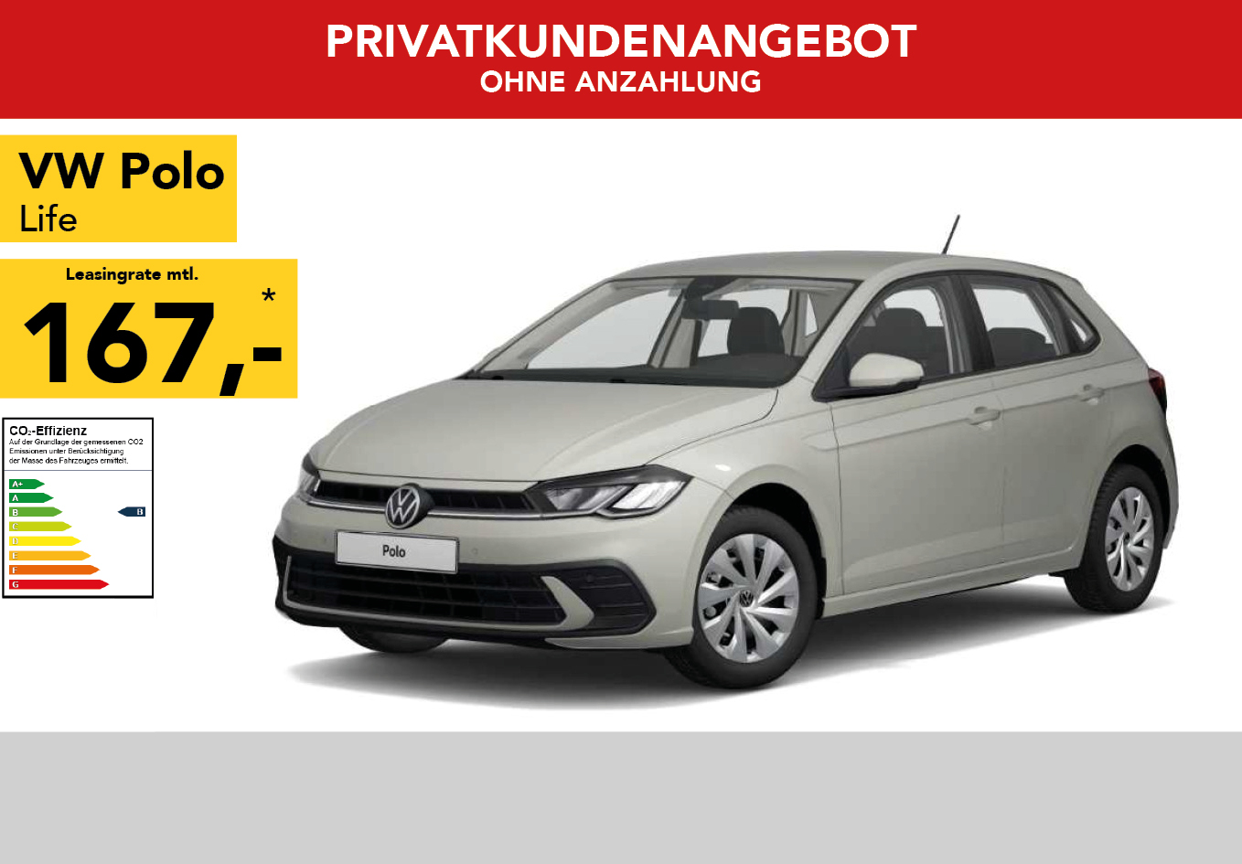 VW Polo in weiss, mtl. Leasingrate 66€