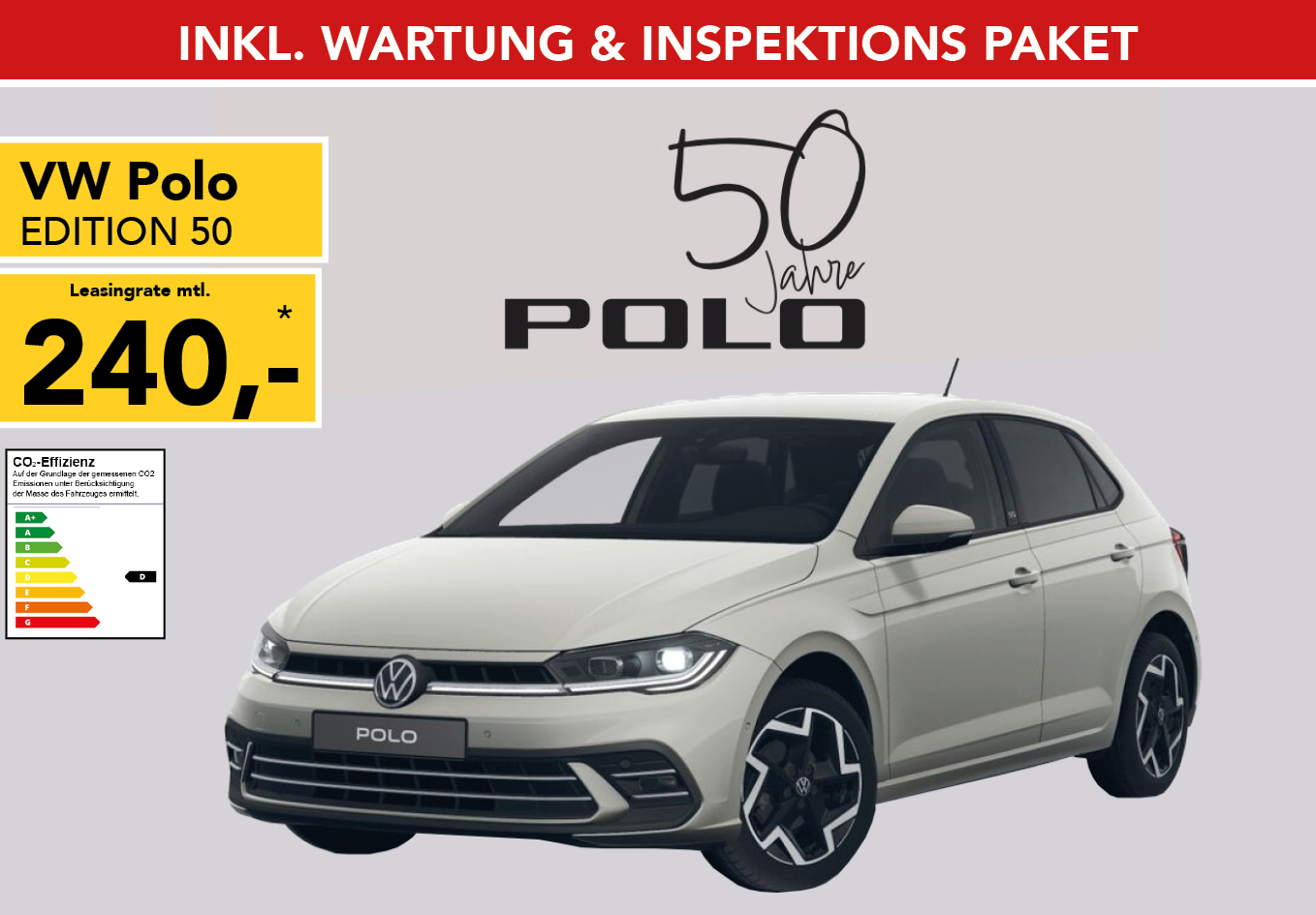 VW Polo in weiss, mtl. Leasingrate 125€