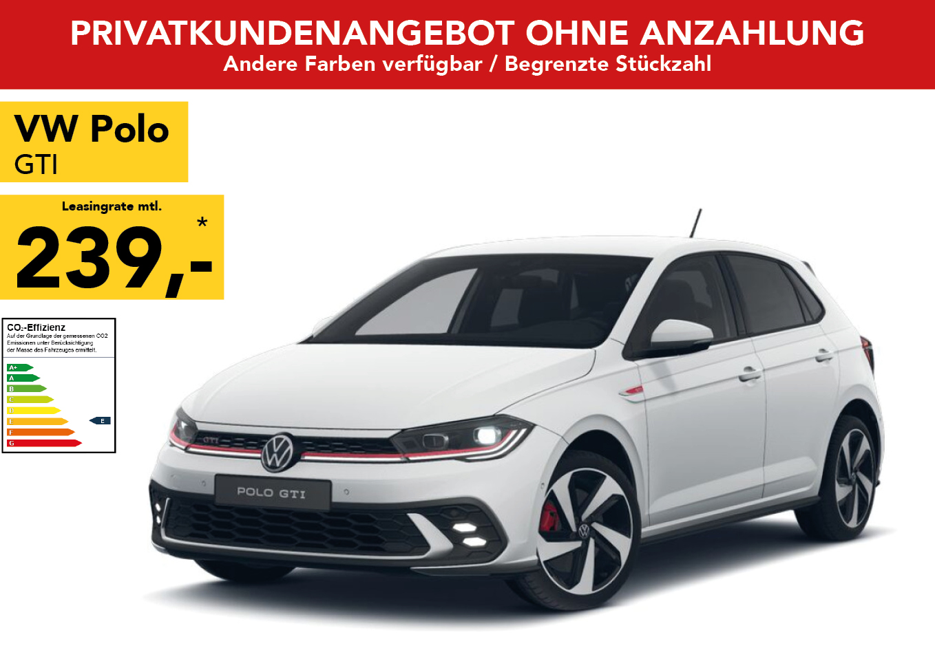 VW Polo GTI in weiss, mtl. Leasingrate 239€