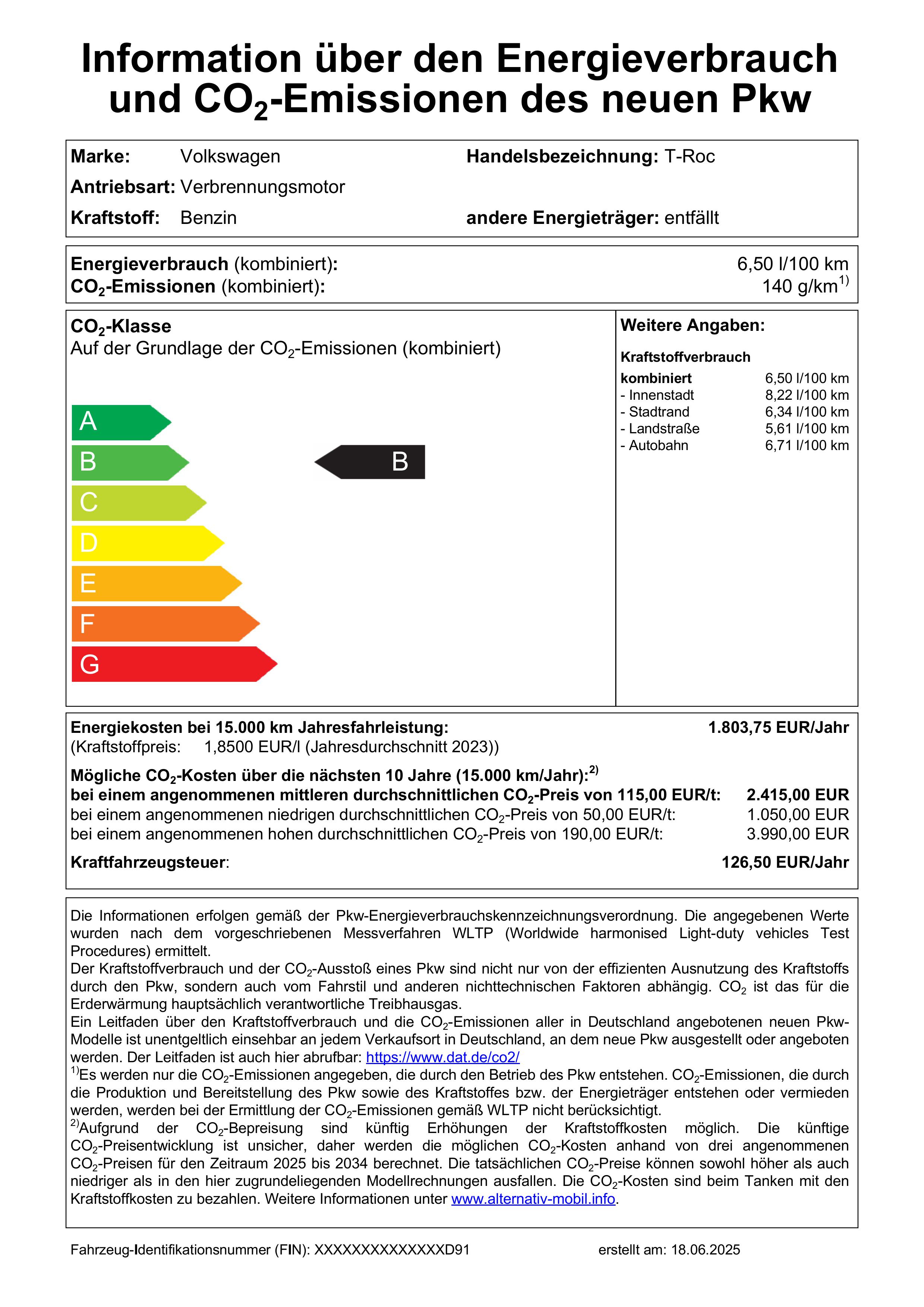 WLTP Label: Co2 Klasse B