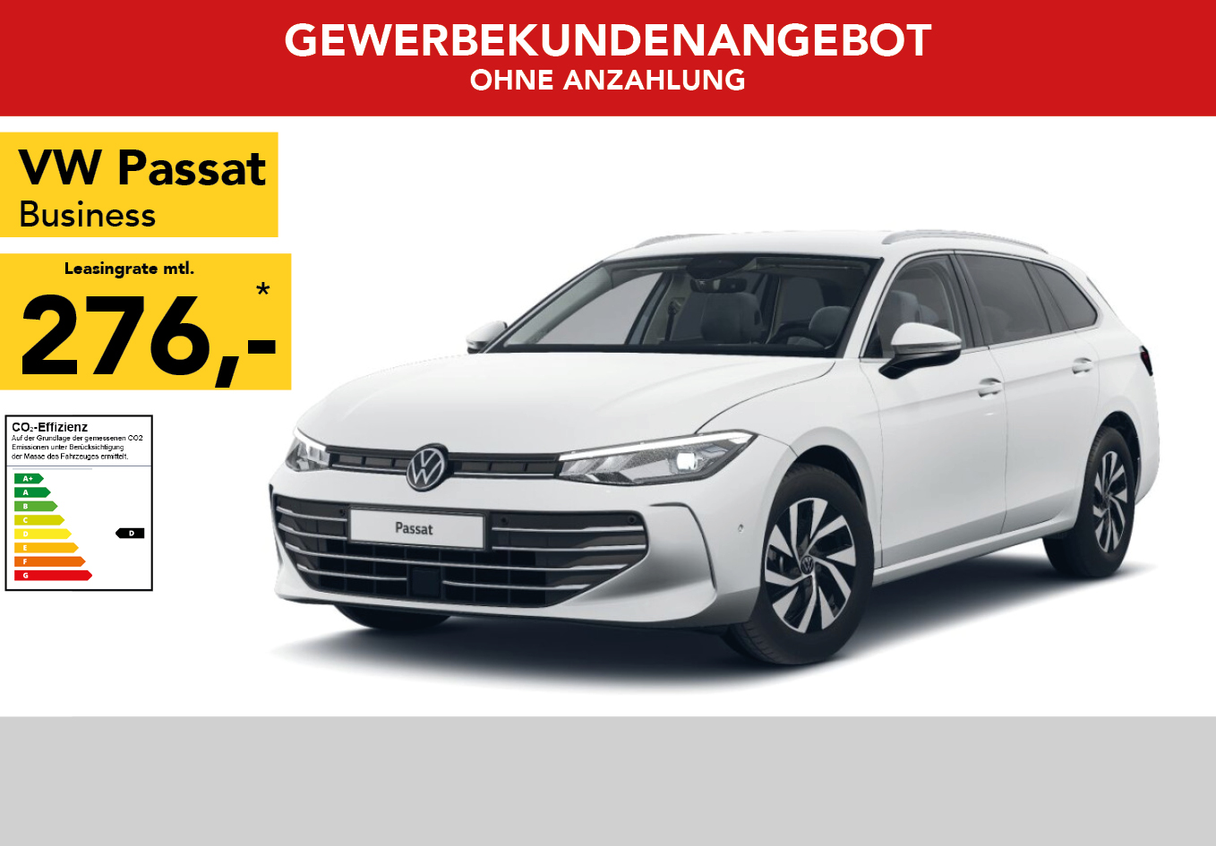 VW Passat in schwarz, mtl. Leasingrate 299€