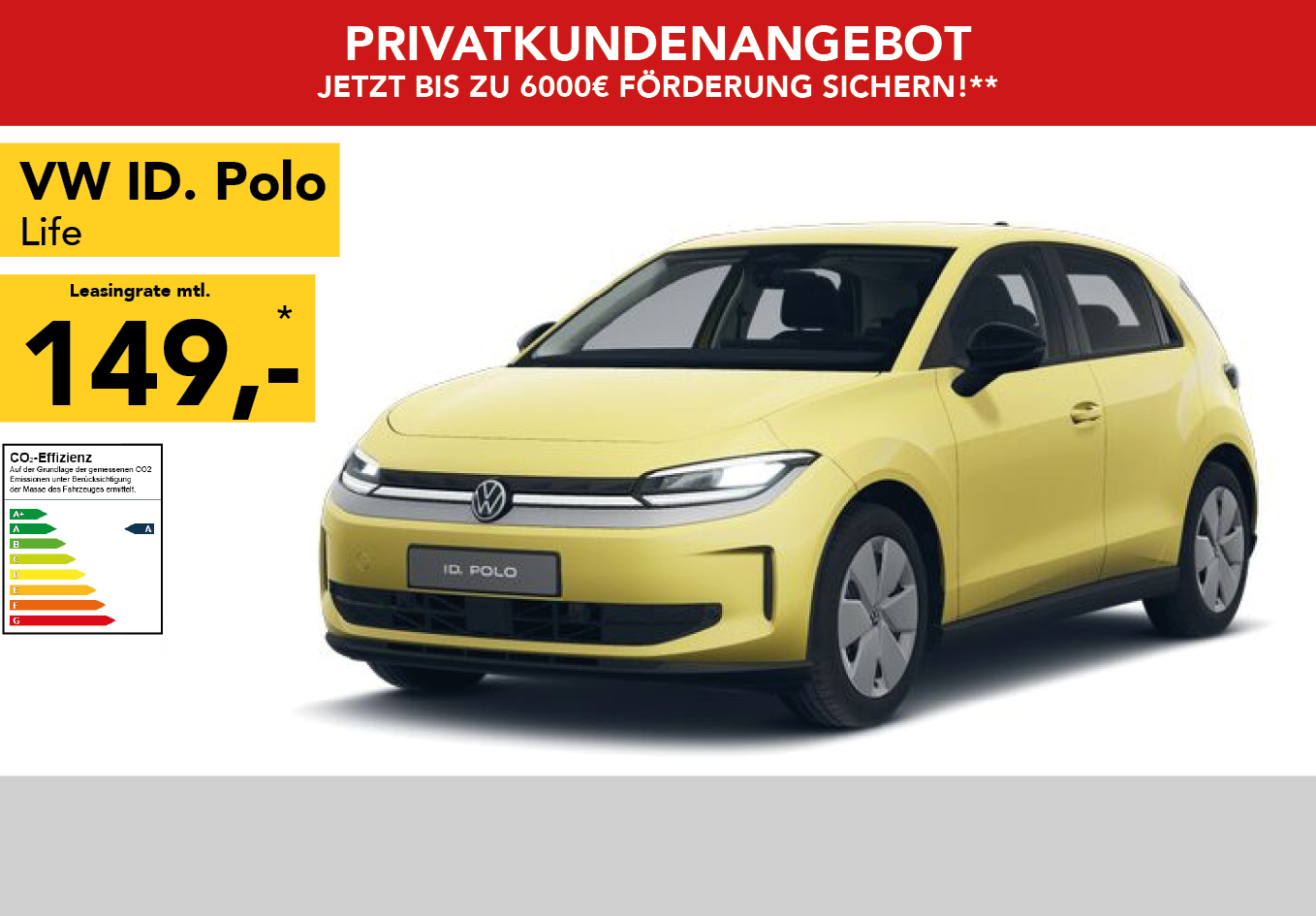 VW Polo in weiss, mtl. Leasingrate 66€
