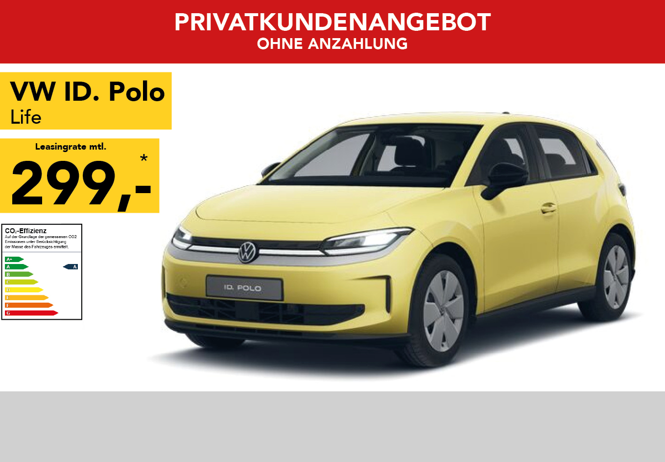 VW Polo in weiss, mtl. Leasingrate 66€