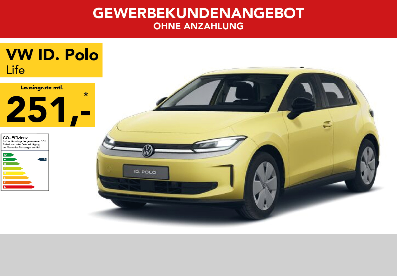 VW Polo in weiss, mtl. Leasingrate 66€