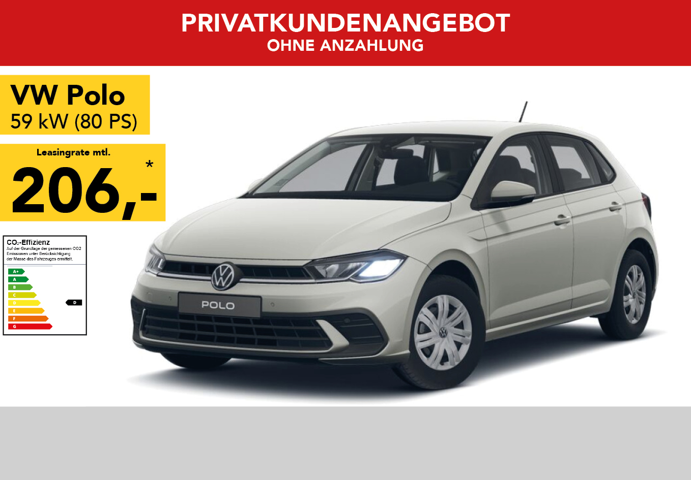 VW Polo in weiss, mtl. Leasingrate 66€