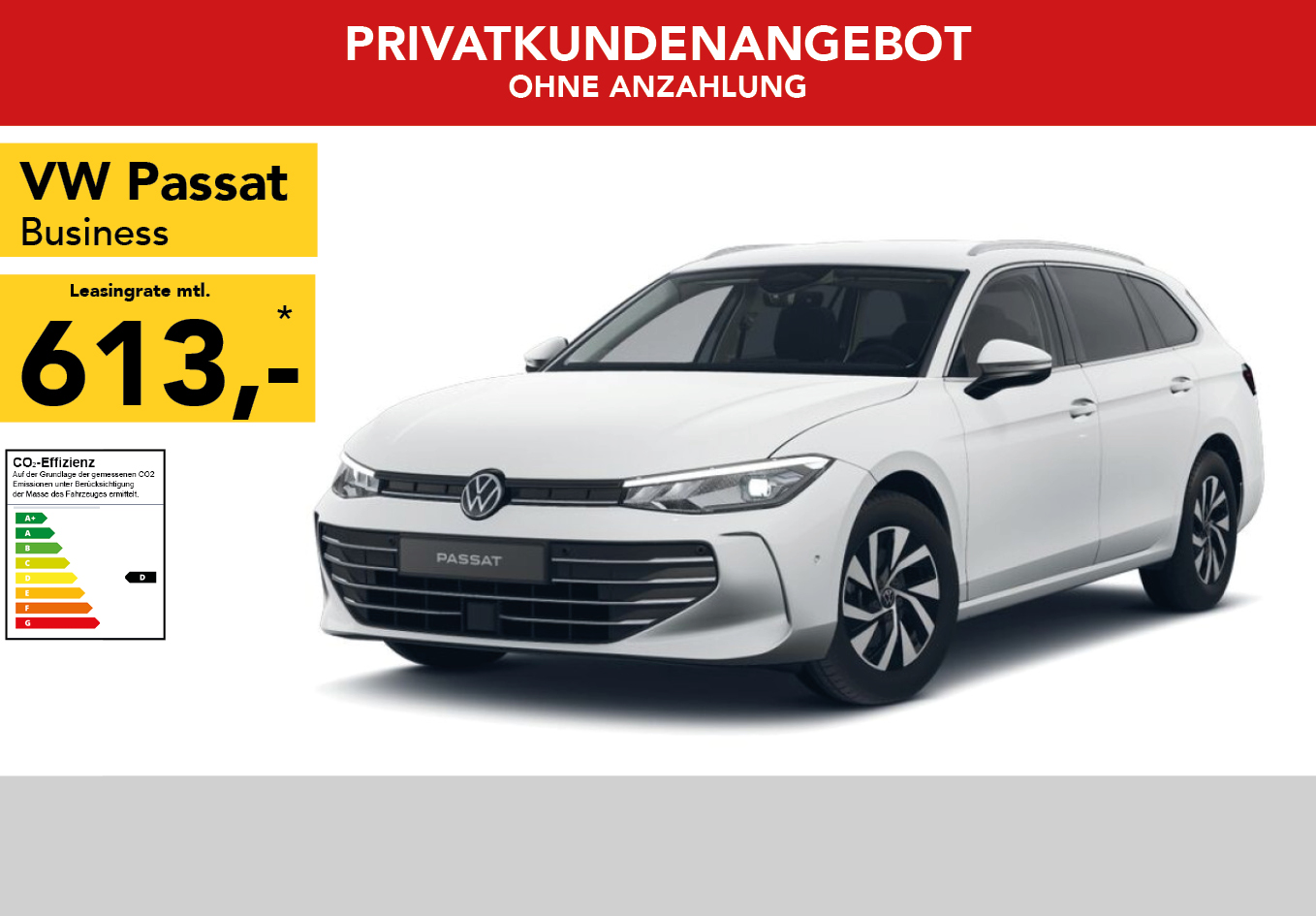 VW Passat in schwarz, mtl. Leasingrate 299€