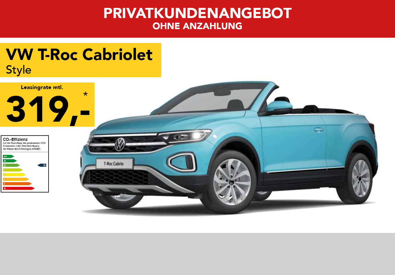 VW T-Roc Cabriolet Style 1.0TSI in hellblau