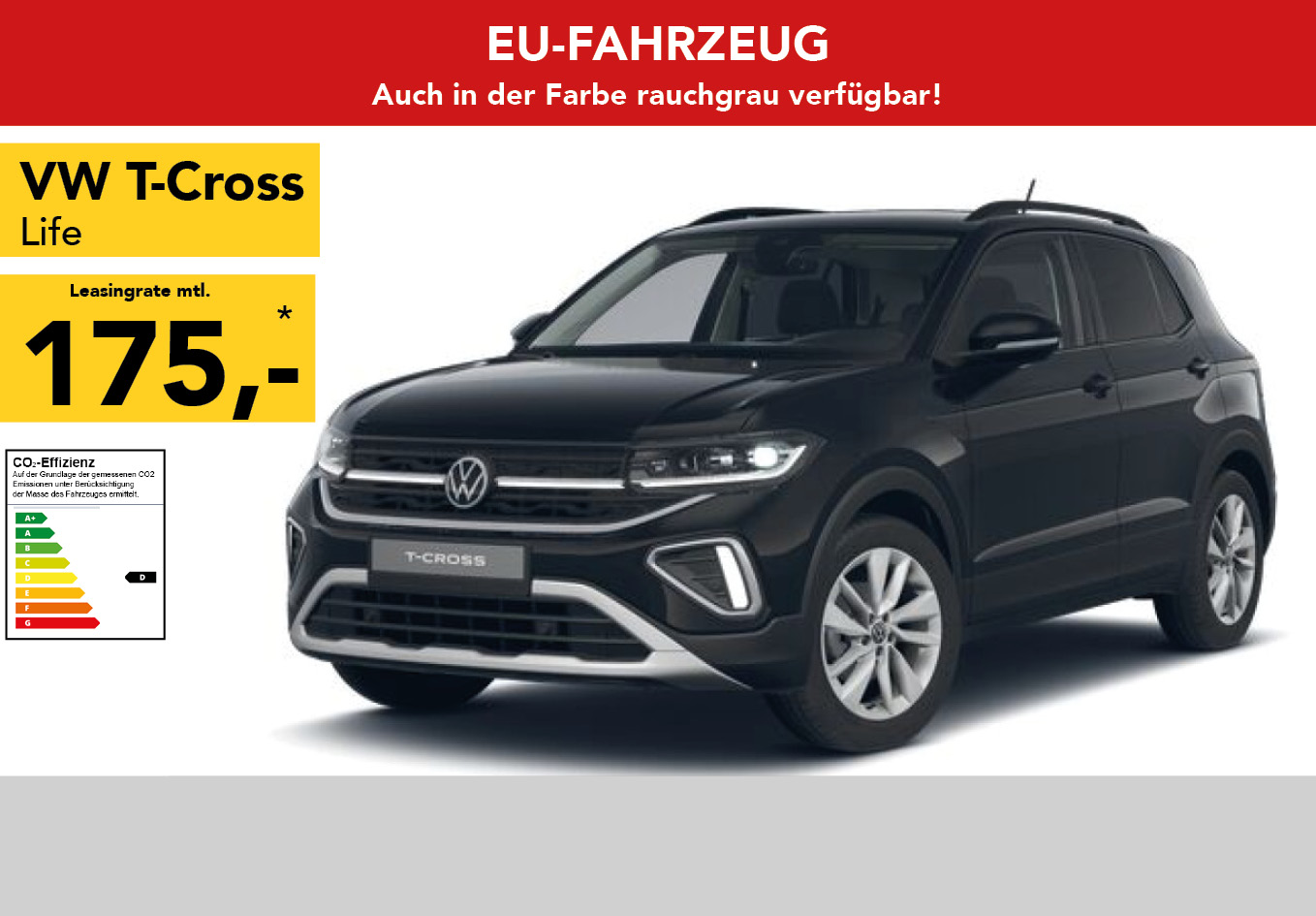 VW T-Cross in gelb, mtl. Leasingrate 186€