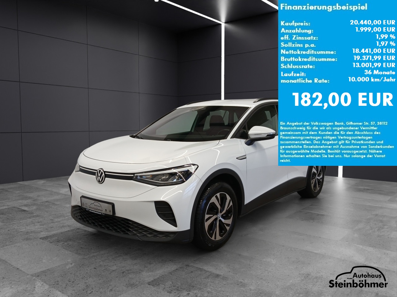VW ID.4 Pure City 109kW LED NAV SHZ ACC Falun AppCon Bluetooth Navi Klima Einparkhilfe el. Fenster