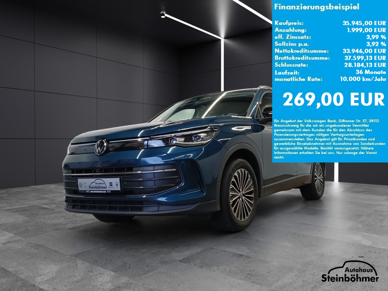 VW Tiguan Goal 2.0TDI DSG LED Plus NAV AHK ACC Bluetooth Navi Klima Einparkhilfe el. Fenster