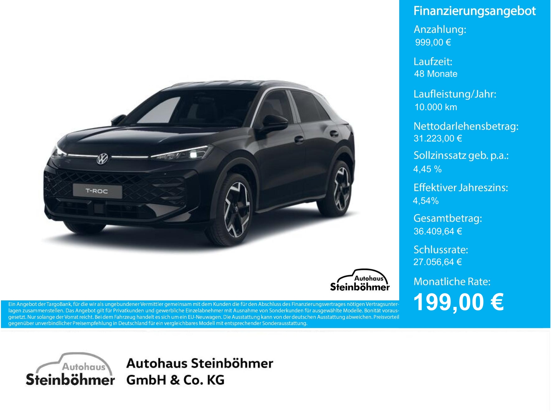 VW T-Roc R-Line 1.5eTSI DSG AppCon AHK EasyOpen Bluetooth LED Klima Einparkhilfe el. Fenster