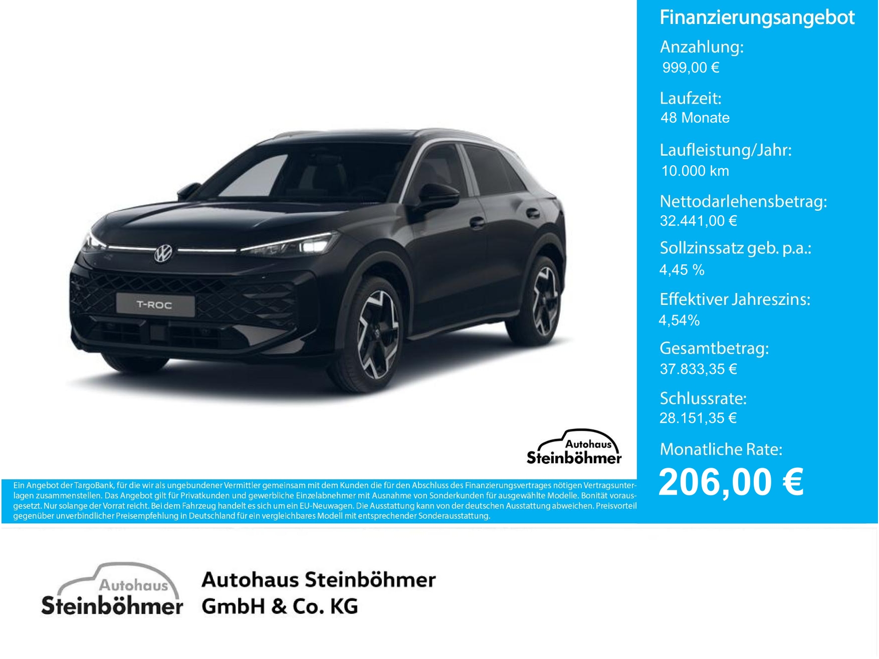 VW T-Roc R-Line 1.5eTSI DSG IQ.Light Pano AHK EasyOpe Bluetooth LED Klima Einparkhilfe el. Fenster