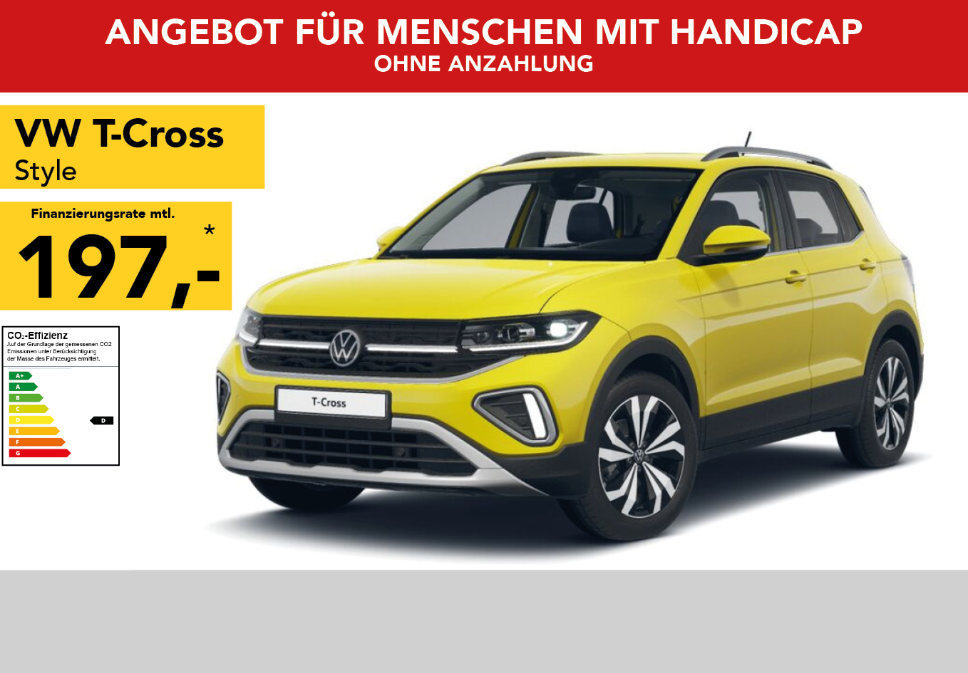 VW T-Cross in gelb, mtl. Leasingrate 186€