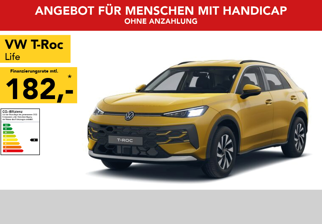 VW T-Cross in gelb, mtl. Leasingrate 186€